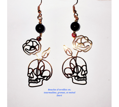 Boucles d'Oreilles Crâne Fleur